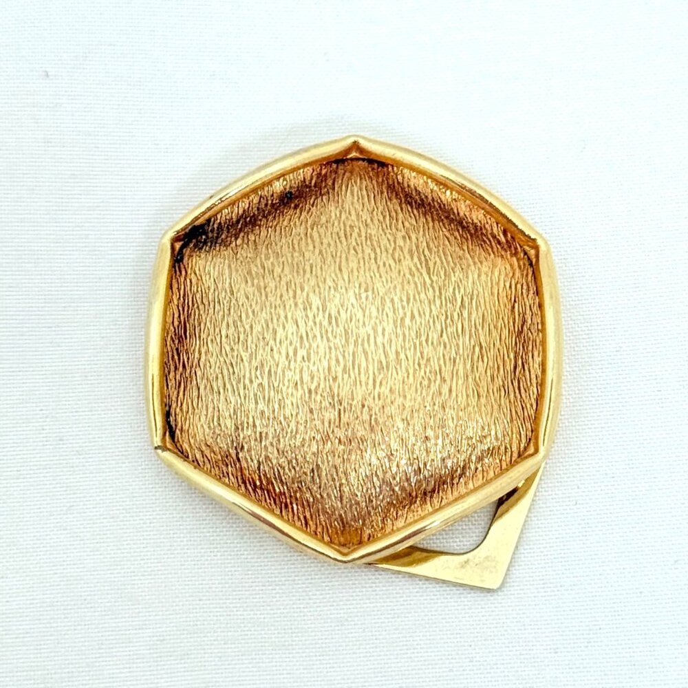 Vintage Emmons Hexagon Shaped Scarf Clip - Gold/Copper Color Circa 1970s